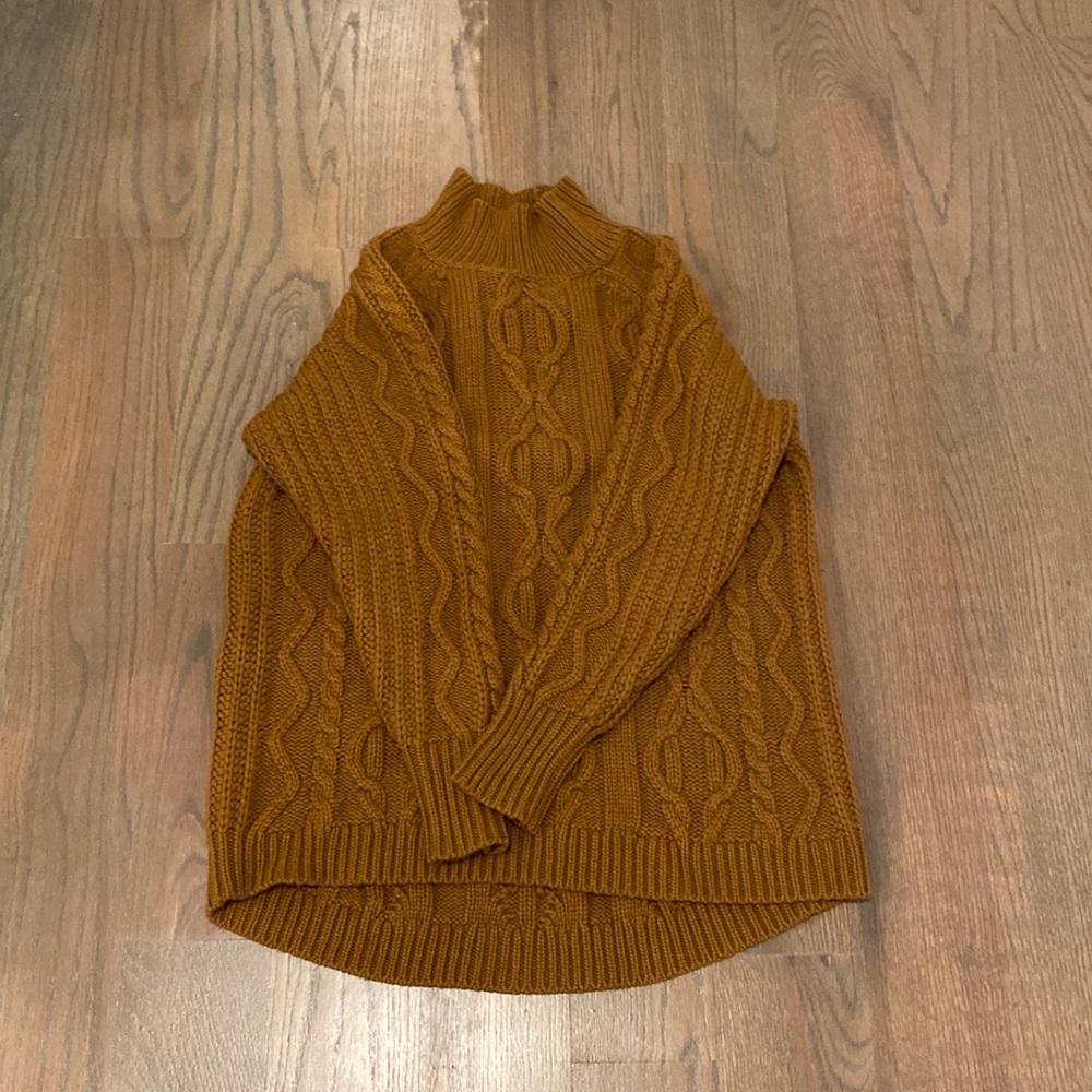 LL Bean Chunky Brown Cableknit Sweater